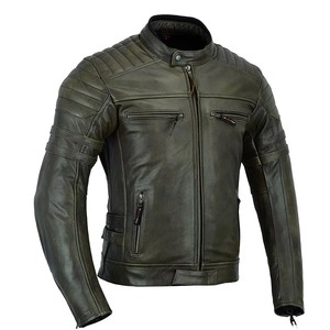 Veste de moto d'hiver pour homme en PU écologique, col montant, fermeture éclair, coupe slim, style motard, coupe-vent - Product Image 1