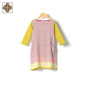 ODM OEM Maxi Vestido de punto de rayas de manga completa para niños para niñas - Product Image 1