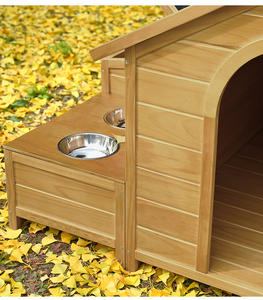 Cuccia per Cani in Legno Massiccio con Ciotola e Finestra, Villa per Animali da Esterno, Cabina per Gatti - Product Image 3