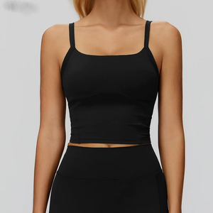 Top de Yoga para Mujer de Primera Calidad, Nuevo, Personalizado, al por Mayor, Top Corto Acanalado, Top Corto sin Mangas para Gimnasio, Correr y Entrenamiento - Product Image 3