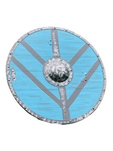 Décoration murale bouclier rond Viking rouge et noir, bouclier de guerrier médiéval avec centre en métal et bord riveté - Product Image 6