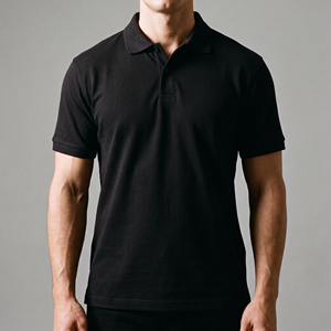 Camiseta Polo de Lujo para Hombre, Negra, Tejido de Punto Estructurado, Manga Corta, Estilo Golf Casual, Diseño Refinado con Cuello, Ligera - Product Image 3