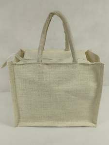 Sac fourre-tout en jute avec fermeture éclair supérieure, grand sac réutilisable en toile de jute pour mariage et courses, longues poignées tissées - Product Image 5