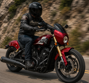 Achetez la moto IndiIan 101 Scout Sunset Red Metallic avec vêtements de moto et de course automobile - Product Image 2