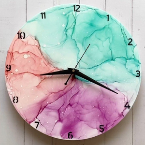 Round Crystal Resin Epoxy Decorative <b>Clock</b> Handmade Wooden <b>Silent</b> Wall <b>Clock</b> for Premium Home Decoration - Product Image 1
