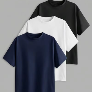 Men's Short Sleeve T-Shirt Set 100% Cotton Breathable Skin-Friendly Regular Fit Loose Neck - Product Image 1