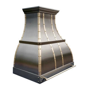 Hotte aspirante murale en acier inoxydable, finition blanche avec bande en laiton, design moderne, la plus vendue - Product Image 6