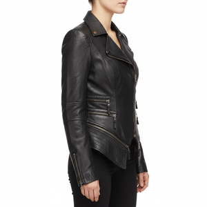 Chaqueta de Cuero Sintético para Mujer, Estilo Clásico, Moda Urbana, Alta Calidad, Otoño Invierno, Negra, con Cierre - Product Image 3