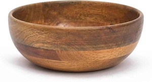 Bol en bois d'acacia, bol de service en bois massif, saladier, bol à fruits, vaisselle de cuisine artisanale, vente en gros - Product Image 4