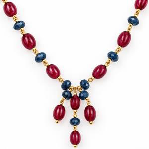 Collier Lariat Perlé Bleu Bordeaux avec Chaîne Plaqué Rhodium pour Femme – Bijou Minimaliste Tendance pour Mariage - Product Image 3