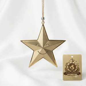 Pendentif étoile en métal argenté ajouré, géométrique à 5 branches, ornement de Noël, étiquette artisanale personnalisée à suspendre pour arbre, vente en gros - Product Image 2