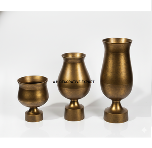 Aluminium Handcrafted Gold Graduated Pedestal Urn <b>Vases</b>-Modern Design Eco-Friendly High Quality Wedding <b>Vases</b> for Farmhouse - Product Image 1