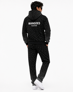 Custom Logo Rhinestone Eco-Friendly Solid Breathable Unisex Hoodie Sweatpants <b>Set</b> 100% Organic Cotton Regular Fit 2-in-1 Plus - Product Image 3