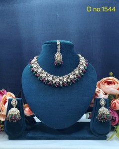 Exquisite Pear Cut Stone Studded Necklace <b>Set</b> Traditional Wear Jewelry <b>Sets</b> Antique <b>Gold</b> Plated Fashion <b>Jewellery</b> <b>Set</b> For Womens - Product Image 3