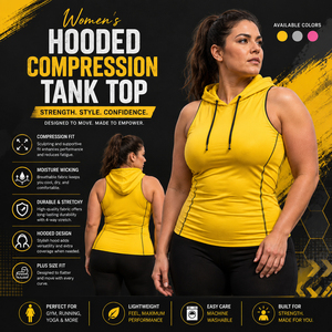 Women's Hooded Compression Tank Top Plus Size Workout <b>Singlet</b> Hood Ladies Sportswear Training Top Women's Gym Hoodie Vest - Product Image 1