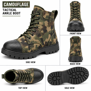 Chaussures tactiques en cuir à cheville normale pour hommes et femmes, design personnalisable pour un confort et une durabilité longue durée, chaussures d'entraînement - Product Image 1