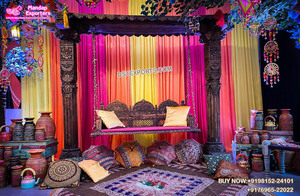 Scène de mariage indienne Mehandi de style Punjabi, dernier design, fabricant et exportateur de décorations de scène Mehandi - Product Image 3