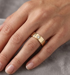 Bague Cigare Étoile du Nord en Or avec Diamant de Laboratoire, Plaqué Or 18K, Large Bande Étoilée, Bague Chevalière Unisexe, Bijoux - Product Image 5