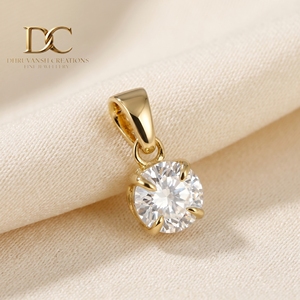 Classic 14KT <b>Solid</b> Yellow <b>Gold</b> Lab Grown Diamond <b>Pendant</b> Charm IGI Certified Minimalist Fine Jewelry for Women's Necklace - Product Image 5