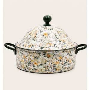 Casserole élégante en émail floral, réchaud isotherme pour aliments, intérieur en acier inoxydable à double paroi, plat de service thermique pour buffet - Product Image 3