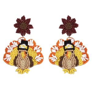 Pendientes de botón unisex con letras de cuentas de cristal hechas a mano, multicolor, con diseño de pavo real, novedades, rosa, clásicos, para profesores, para boda - Product Image 1