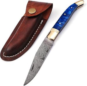 Couteau de poche pliant Laguiole de haute qualité, vente en gros, lame en acier Damas premium, pointe clip, manche en bois, directement de l'usine - Product Image 6