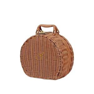 Bolso de Mano Vintage de Mimbre Tejido a Mano con Lazo Floral - Elegante Bolso Estilo Maleta de Ratán para Mujer - Product Image 1