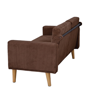 Modern Fabric Loveseat With Compressed Backrest And Seat Cushion High Density <b>Foam</b> Wooden Legs Midcentury Design For Living Room - Product Image 5