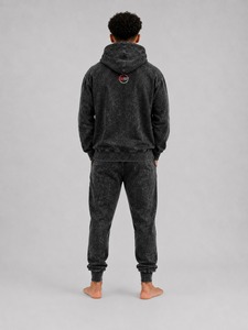 Ensemble de survêtement pour homme en molleton épais délavé à l'acide, coupe décontractée, confortable, deux pièces : sweat à capuche et pantalon de jogging - Product Image 2