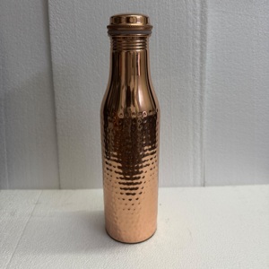 Classic Half Hammered Pure Copper Water Bottle Mirror Polish Leakproof Ayurvedic Copper Vessel <b>Drinkware</b> Wholesale - Product Image 1