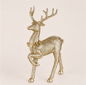 Premium Champagne Gold Glitter Reindeer Figurine Elegant Christmas Tabletop <b>Decor</b> And Holiday Mantel Ornament For Luxury Home - Product Image 3
