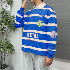 เสื้อโอเวอร์ไซส์ปักลายสำหรับผู้ชายเสื้อโอเวอร์ไซส์ลายปักกระดุมโอเวอร์ไซส์ดีไซน์เนอร์หรูหราแนวสปอร์ตออกแบบได้ตามต้องการผ้าคอตตอนรุ่นเฮฟวีเวต - Product Image 5