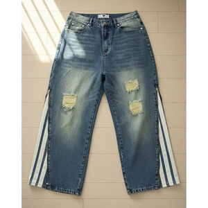 Jeans Minimalistas y Sencillos para Mujer, Estilo Hip Hop Vintage, para Fiestas |   100% Algodón Puro |   Corte Relajado Lavado para Uso Diario - Product Image 4