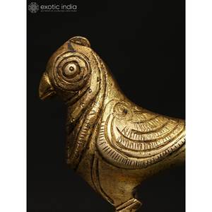 Estatuilla de loro de latón pequeño hecho a mano de 3 pulgadas, decoración de mesa, artículo de decoración del hogar, categoría de escultura - Product Image 2
