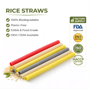 Pailles biodégradables en amidon de riz et de tapioca, 100% biodégradables, pailles à boire de qualité alimentaire, écologiques - Product Image 1