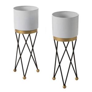 Macetas de Metal, Soporte para Macetas de Hierro, Recubrimiento Blanco, Macetas de Metal Hechas a Mano con Soporte, Decoración para Interiores del Hogar - Product Image 3