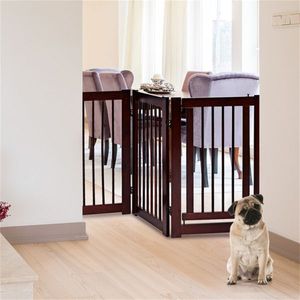 4-Panel 30\" H Brown Dog Door Pet Gates & Pens Product - Product Image 4