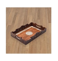 Plateau de service en bois d'acacia de forme irrégulière créative 2026, fait main, en bois naturel, pour collations, thé, plateau décoratif, vente en gros