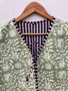 Chaleco Acolchado de Algodón Floral con Estampado de Bloques, Estilo Boho, Manga Corta, con Lazo Delantero, Sin Mangas, Regalo de Dama de Honor para Invierno - Product Image 6