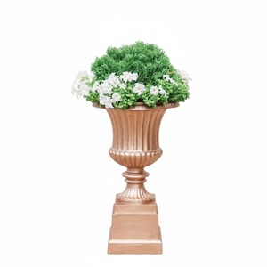 Pots à fleurs en métal blanc avec design côtelé pour utilisation en jardin, jardinière extérieure pour fleurs ou plantes vertes, durables et non revêtus - Product Image 2