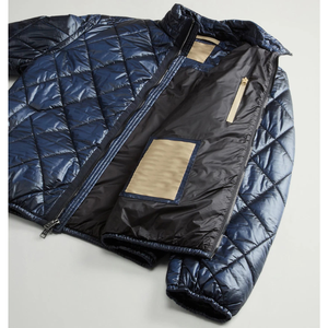 Men's Slim Fit <b>Quilted</b> Nylon <b>Jacket</b> Zip-Up Padded Outerwear Waterproof Stand Collar Argyle <b>Pattern</b> Winter Wear - Product Image 6