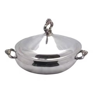 Olla de Cobre de Lujo Forjada a Mano, Olla Redonda para Sopa, Utensilios de Cocina con Asas Curvas de Latón y Tapa - Product Image 3