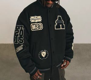 Veste pour homme en mélange de laine, veste varsity, veste pour hommes, style streetwear, veste de baseball brodée, veste d'hiver - Product Image 2