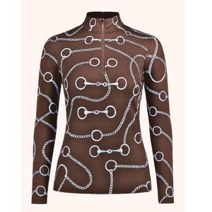 Camisas de equitación personalizadas con diseño sublimado para mujer, transpirables, impermeables, de secado rápido, con cremallera 1/4, capa base. - Product Image 1