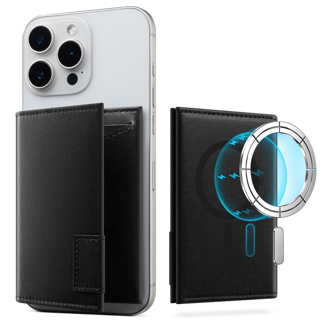 TMP103 Bifold Leather Cell Phone Magnetic ID Credit Card Holder Wallet for I Phone 17/16/15/14 Pro Max Series