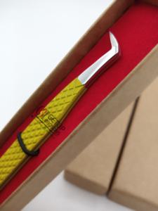 Pinzas de extensión de pestañas de acero inoxidable con recubrimiento de polvo amarillo de volumen ruso, logotipo personalizado, herramientas de belleza, diamante - Product Image 6