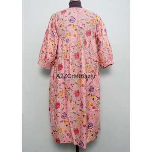 Vestido largo maxi con cuello en V y manga larga, de tela no tejida, para uso diario, con estampado floral, del fabricante exportador indio. - Product Image 6