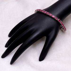Natural <b>Ruby</b> 925 Sterling Silver Tennis <b>Bracelet</b> Handmade Women Jewelry July Birthstone Oval Cut Elegant Gift - Product Image 2