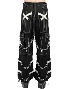 <b>Men's</b> <b>Black</b> Harem <b>Pants</b> With Yellow Straps Multiple Pockets Chain High Waist Drawstring Closure Street Style Autumn Fashion - Product Image 4