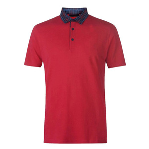 Polo de Manga Corta Rojo para Hombre, de Algodón Piqué, con Cuello a Cuadros, Estilo Casual, Corte Regular, Tejido de Punto - Product Image 1